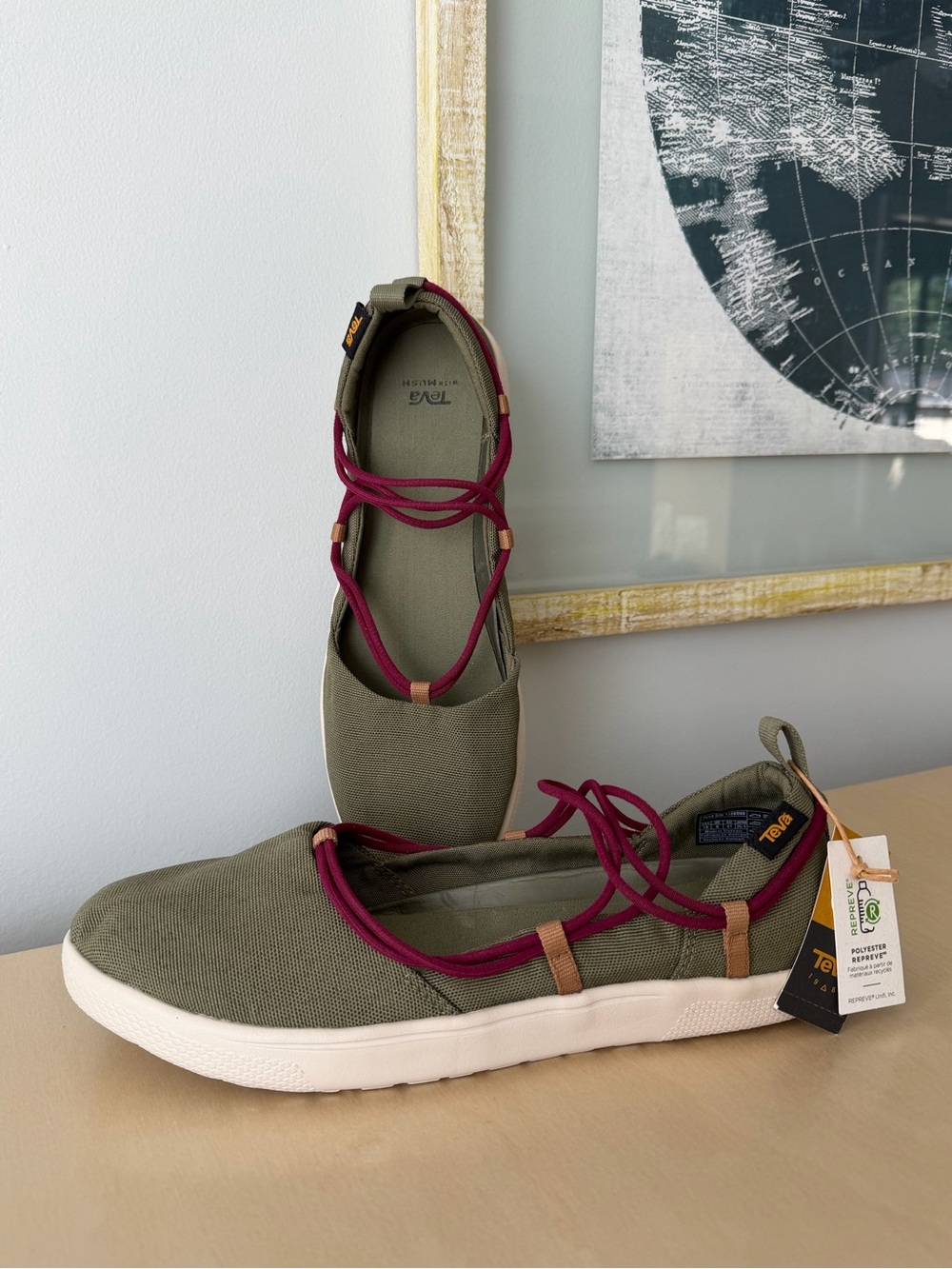New! Teva Voya Infinity Mary Jane Olive Green Women’s Shoe Size 10